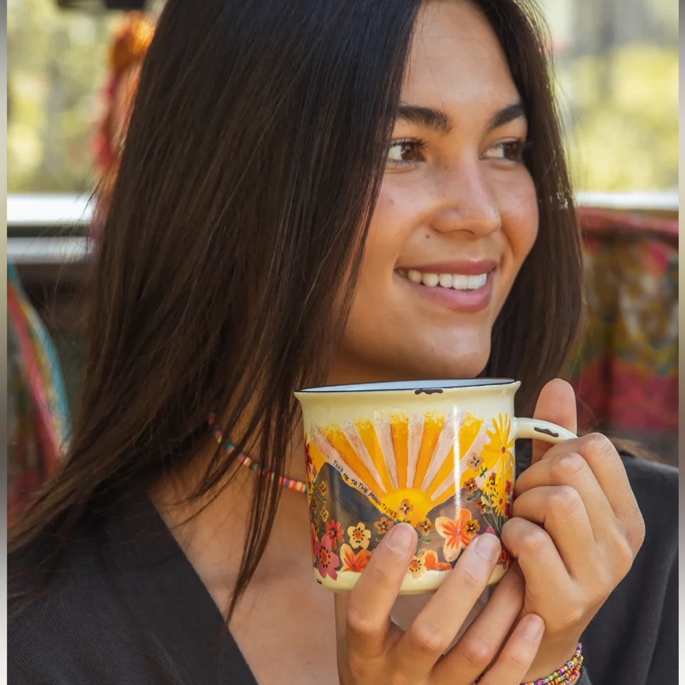 NATURAL LIFE Ceramic Mug with Sunrise and Floral Design - Picture 2 of 8